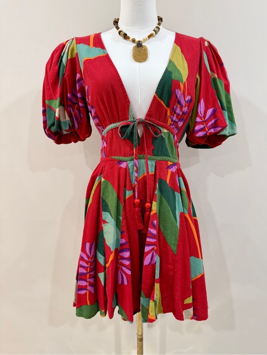 House of Harlow 1960 Dresses & Skirts - House of Harlow Tropical Floral Linen Blend Puff Sleeve Mini Dress Size 6